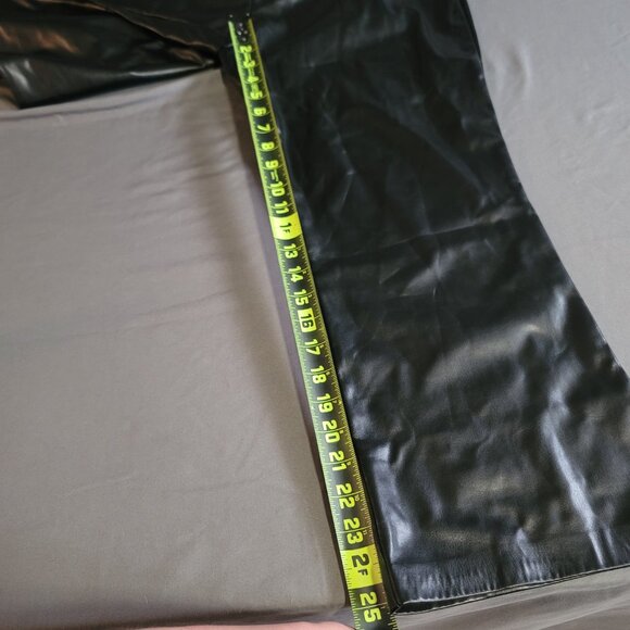 Michael Kors Pants Womens XL Black Pleather Flare Pockets High Waist Stretch - Picture 2 of 13